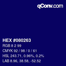 Color code: HEX #080263 | qconv.com