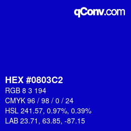 Color code: HEX #0803C2 | qconv.com