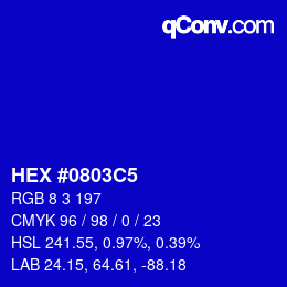 Color code: HEX #0803C5 | qconv.com