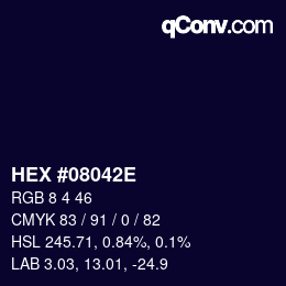 Color code: HEX #08042E | qconv.com