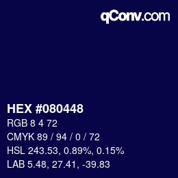 Color code: HEX #080448 | qconv.com