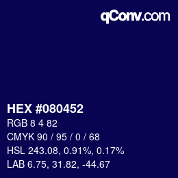 颜色代码: HEX #080452 | qconv.com