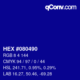 Color code: HEX #080490 | qconv.com