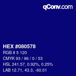 Color code: HEX #080578 | qconv.com