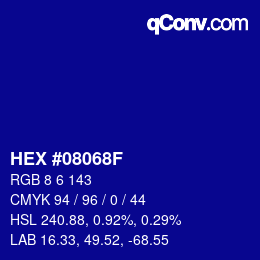 Color code: HEX #08068F | qconv.com
