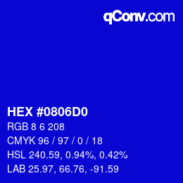 Color code: HEX #0806D0 | qconv.com