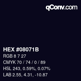 Color code: HEX #08071B | qconv.com