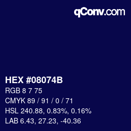 Color code: HEX #08074B | qconv.com