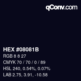 Color code: HEX #08081B | qconv.com