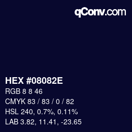 Color code: HEX #08082E | qconv.com