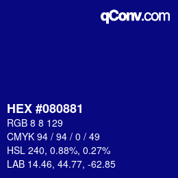 カラーコード: HEX #080881 | qconv.com