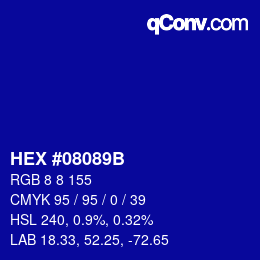 カラーコード: HEX #08089B | qconv.com