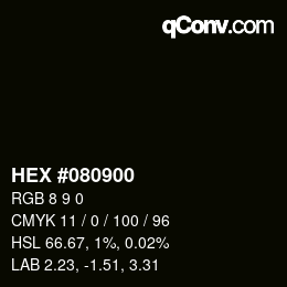 Color code: HEX #080900 | qconv.com