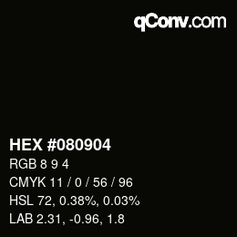 Color code: HEX #080904 | qconv.com