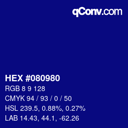 Color code: HEX #080980 | qconv.com