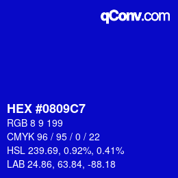 Color code: HEX #0809C7 | qconv.com