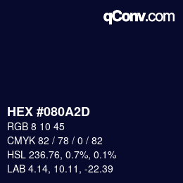 颜色代码: HEX #080A2D | qconv.com