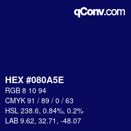 Farbcode: HEX #080A5E | qconv.com