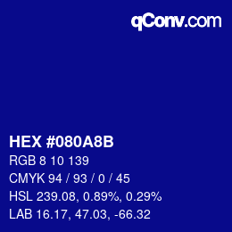 Color code: HEX #080A8B | qconv.com