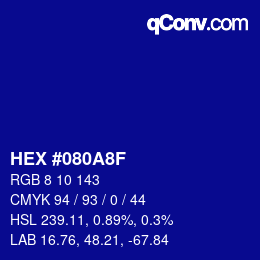 Color code: HEX #080A8F | qconv.com