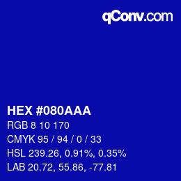Color code: HEX #080AAA | qconv.com