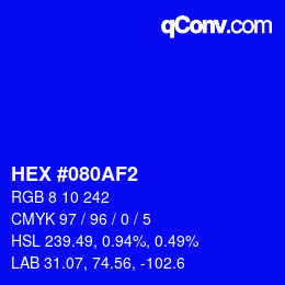 カラーコード: HEX #080AF2 | qconv.com