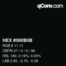 Color code: HEX #080B0B | qconv.com