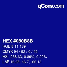 Color code: HEX #080B8B | qconv.com