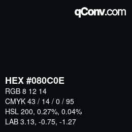 カラーコード: HEX #080C0E | qconv.com