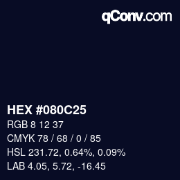 Color code: HEX #080C25 | qconv.com