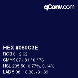 Color code: HEX #080C3E | qconv.com