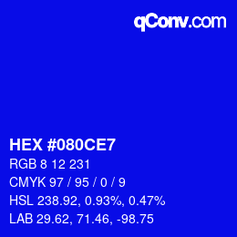 Color code: HEX #080CE7 | qconv.com