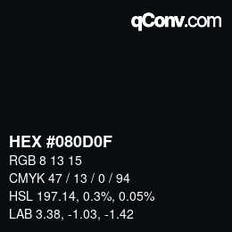 颜色代码: HEX #080D0F | qconv.com