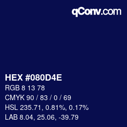 Color code: HEX #080D4E | qconv.com