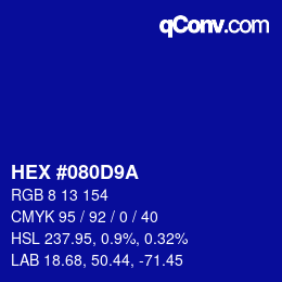 Color code: HEX #080D9A | qconv.com