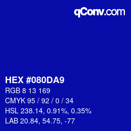 カラーコード: HEX #080DA9 | qconv.com