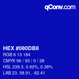 Color code: HEX #080DB8 | qconv.com