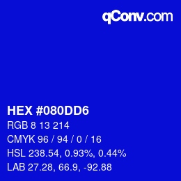 Color code: HEX #080DD6 | qconv.com