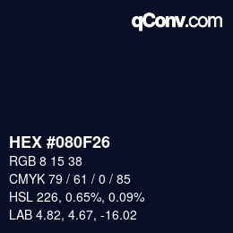 Color code: HEX #080F26 | qconv.com