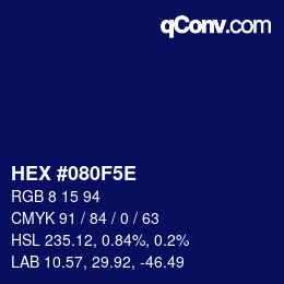 颜色代码: HEX #080F5E | qconv.com