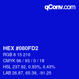Color code: HEX #080FD2 | qconv.com