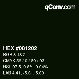 Farbcode: HEX #081202 | qconv.com