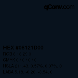 Color code: HEX #08121D00 | qconv.com