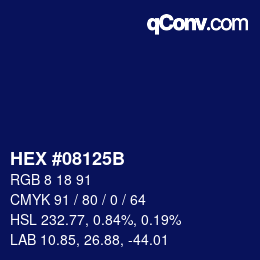 カラーコード: HEX #08125B | qconv.com