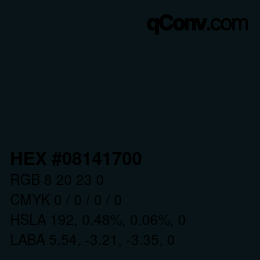 Farbcode: HEX #08141700 | qconv.com