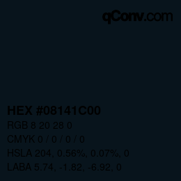 Color code: HEX #08141C00 | qconv.com