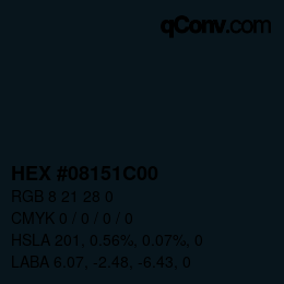Color code: HEX #08151C00 | qconv.com