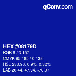 Color code: HEX #08179D | qconv.com