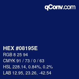 Code couleur: HEX #08195E | qconv.com