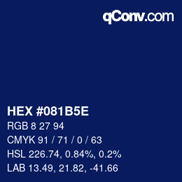 カラーコード: HEX #081B5E | qconv.com
